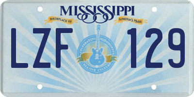 MS license plate LZF129