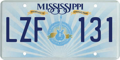 MS license plate LZF131