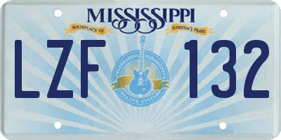 MS license plate LZF132