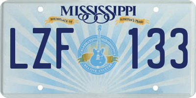 MS license plate LZF133