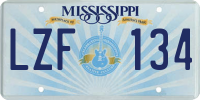 MS license plate LZF134