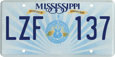 MS license plate LZF137