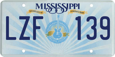 MS license plate LZF139