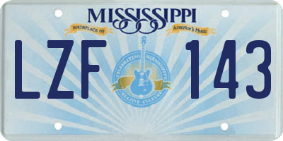 MS license plate LZF143