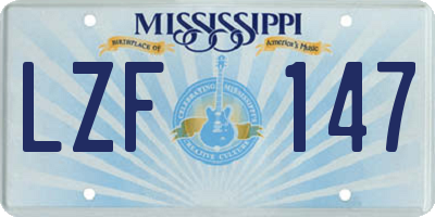 MS license plate LZF147
