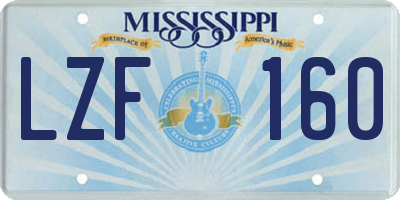 MS license plate LZF160