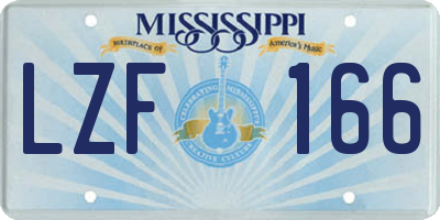 MS license plate LZF166