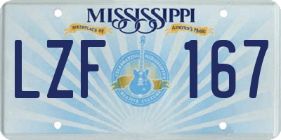 MS license plate LZF167
