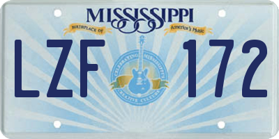 MS license plate LZF172