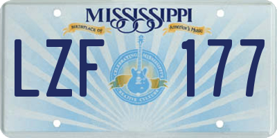 MS license plate LZF177