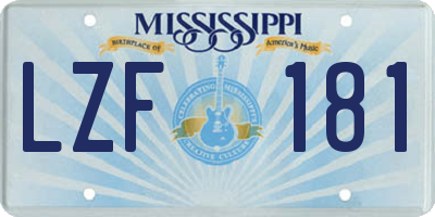 MS license plate LZF181