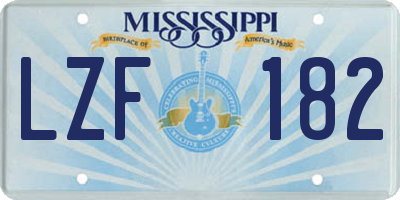 MS license plate LZF182