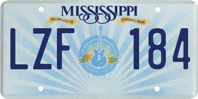 MS license plate LZF184