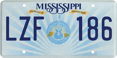 MS license plate LZF186