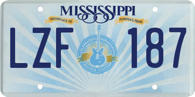 MS license plate LZF187