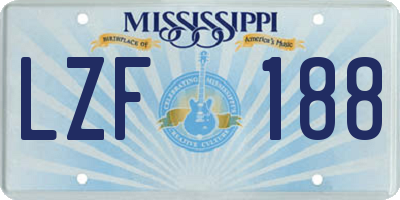 MS license plate LZF188