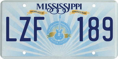 MS license plate LZF189
