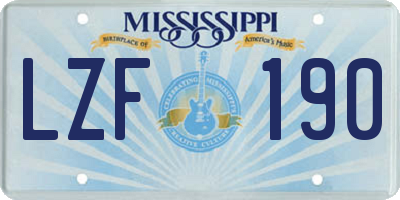MS license plate LZF190