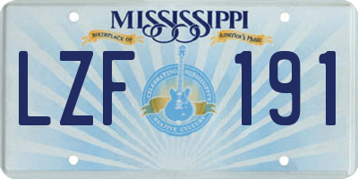 MS license plate LZF191