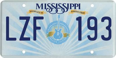 MS license plate LZF193