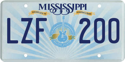 MS license plate LZF200