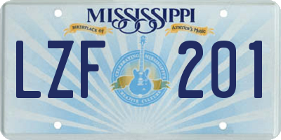 MS license plate LZF201