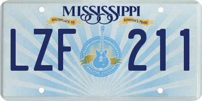 MS license plate LZF211