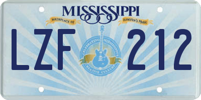 MS license plate LZF212