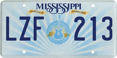 MS license plate LZF213