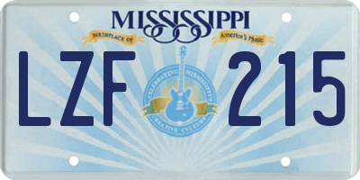 MS license plate LZF215