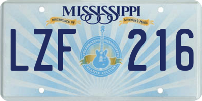 MS license plate LZF216