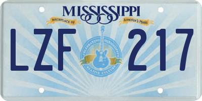 MS license plate LZF217