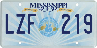 MS license plate LZF219