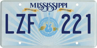 MS license plate LZF221