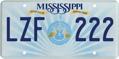 MS license plate LZF222
