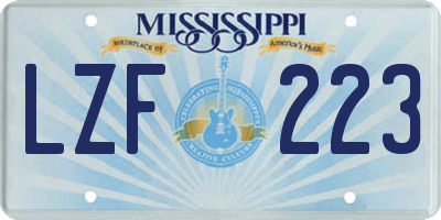 MS license plate LZF223