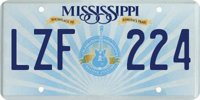 MS license plate LZF224