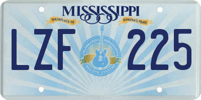 MS license plate LZF225