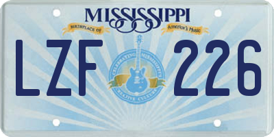 MS license plate LZF226