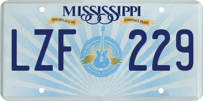 MS license plate LZF229