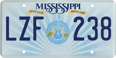 MS license plate LZF238
