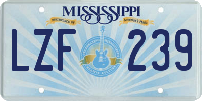 MS license plate LZF239