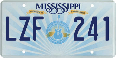 MS license plate LZF241