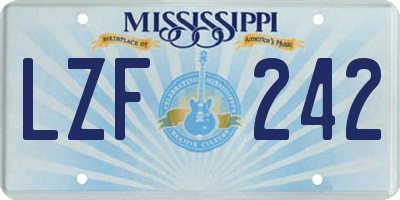 MS license plate LZF242
