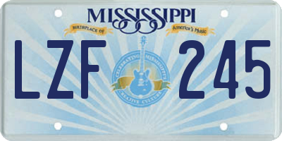 MS license plate LZF245