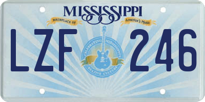 MS license plate LZF246