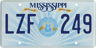 MS license plate LZF249