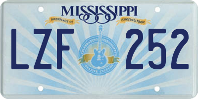 MS license plate LZF252