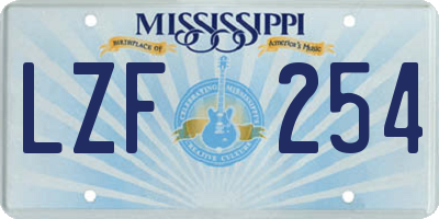 MS license plate LZF254