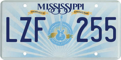 MS license plate LZF255